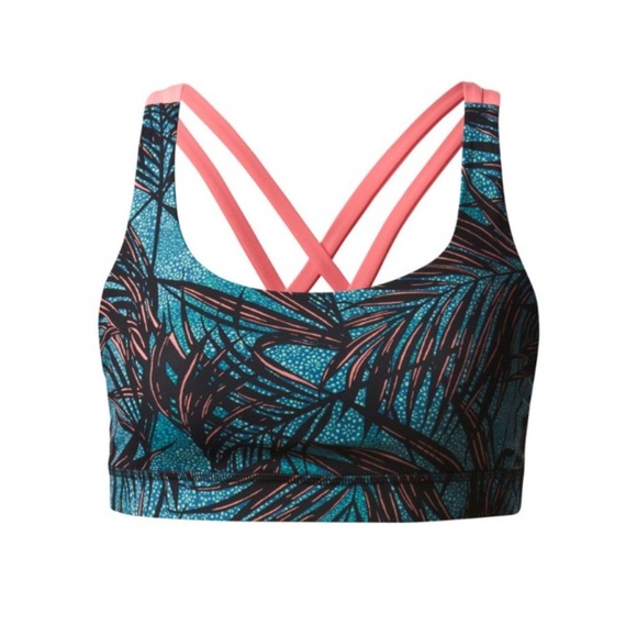 Lululemon Energy Bra Mini Palm Lace Tofino Teal Multi / Flash Light - Size 6 - Picture 5 of 11